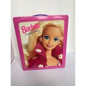 Vintage 1990s Barbie Fashion Trunk Storage Case – Pink Hard-Shell Carry Case